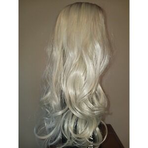 16" Human-Like Womens Hair Topper Hair Piece Platinum Blonde With Dark Roots